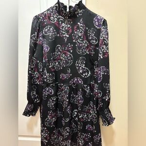 Loft Elegant Black Paisley Dress Size 10
